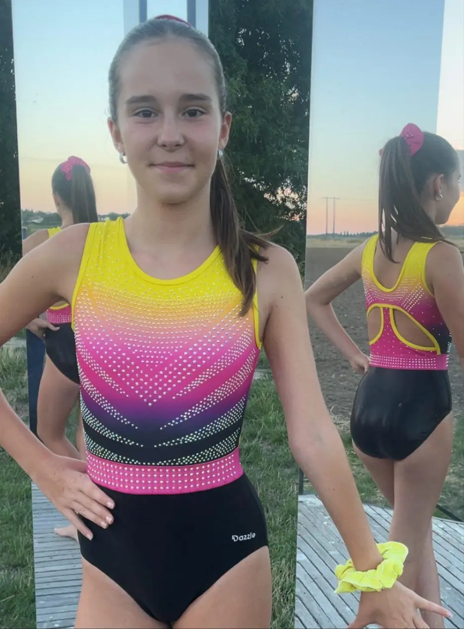 Justaucorps de gym LUEUR manches courtes DAZZLE