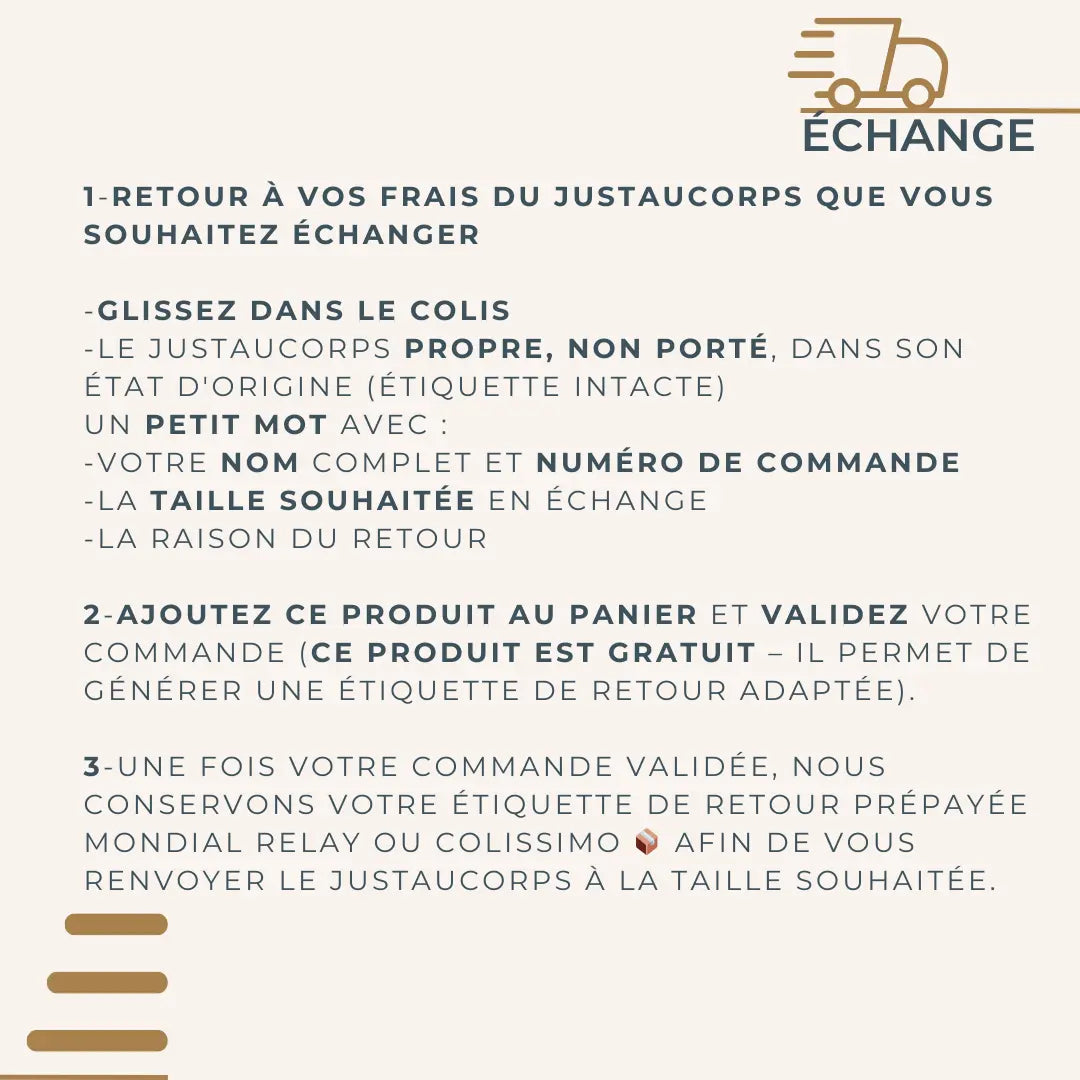 Étiquette de retour pour échange – Justaucorps Dazzle DAZZLE
