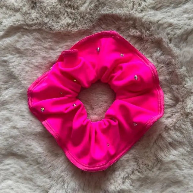 chouchou de gym rose fluo à strass