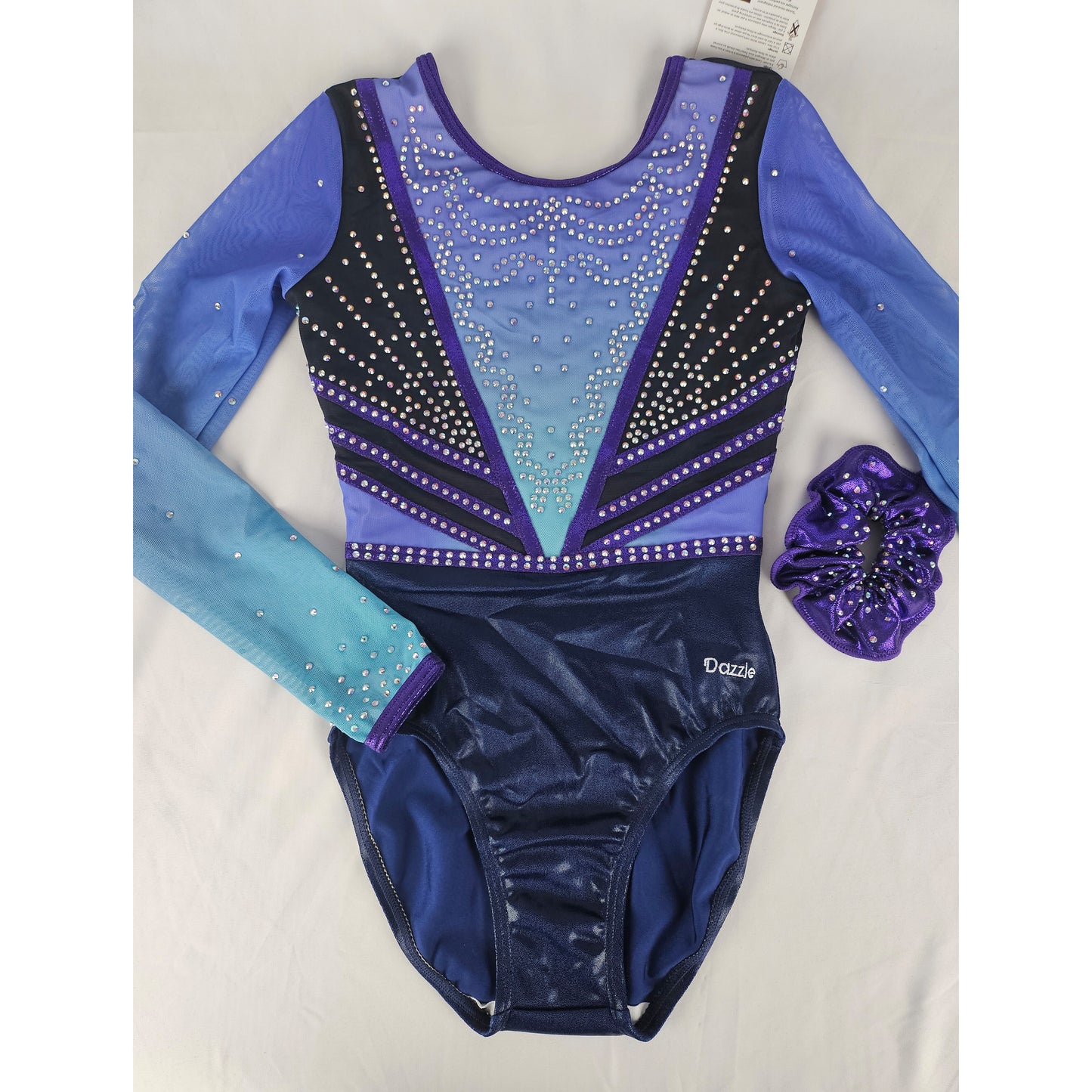justaucorps de gym compétition bleu violet dazzle strass