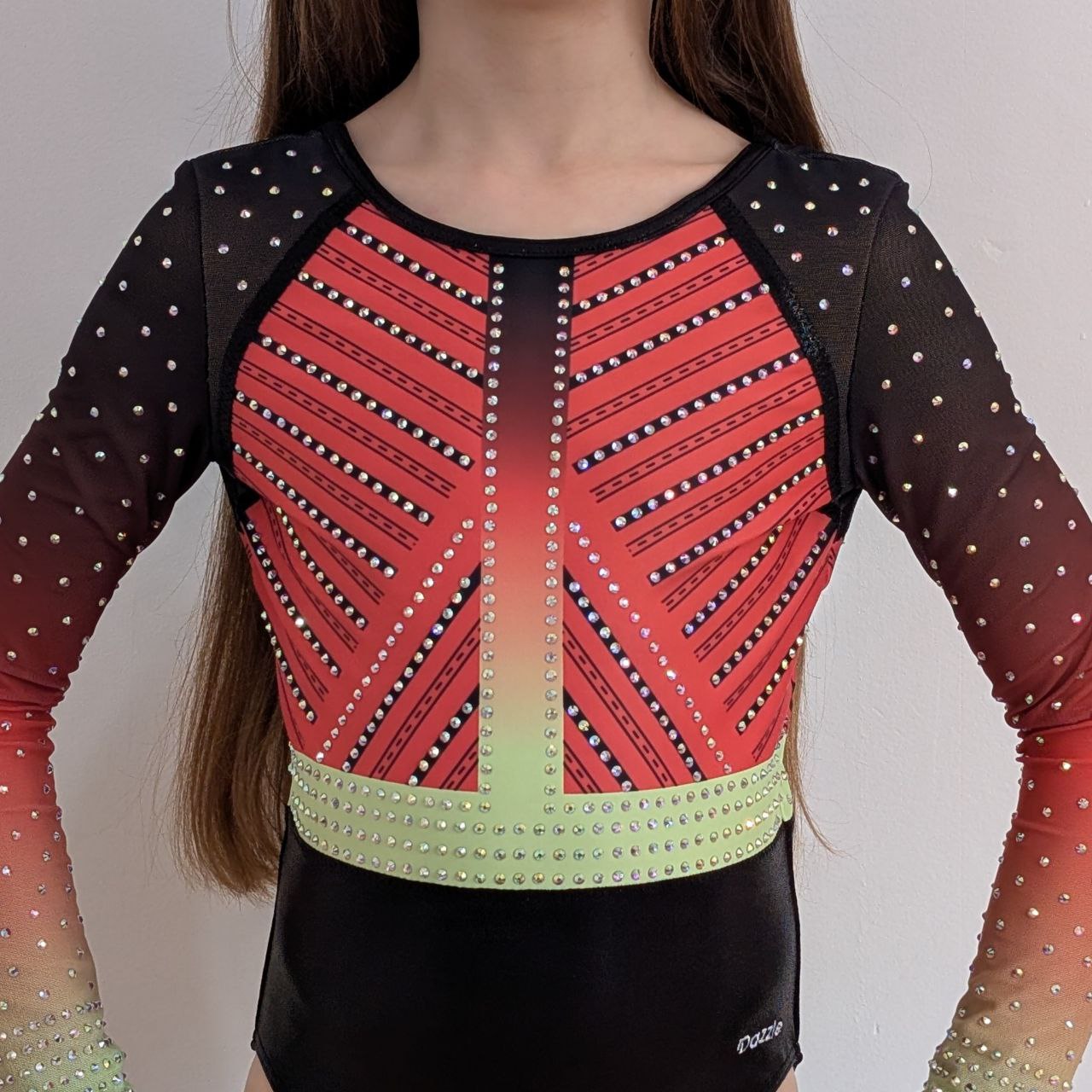 justaucorps de gym compétition feu manches longues dazzle