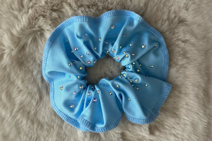 Chouchou lycra bleu ciel à strass DAZZLE