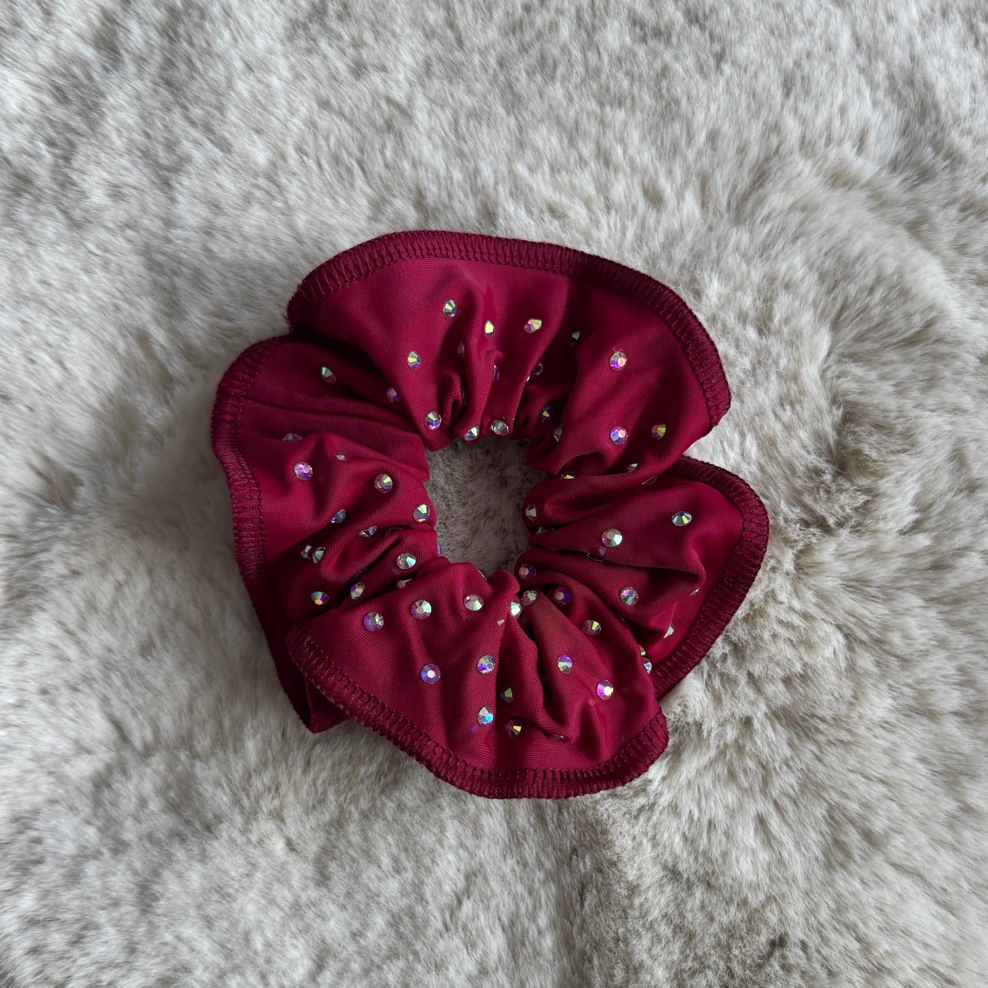 Chouchou lycra bordeaux à strass DAZZLE