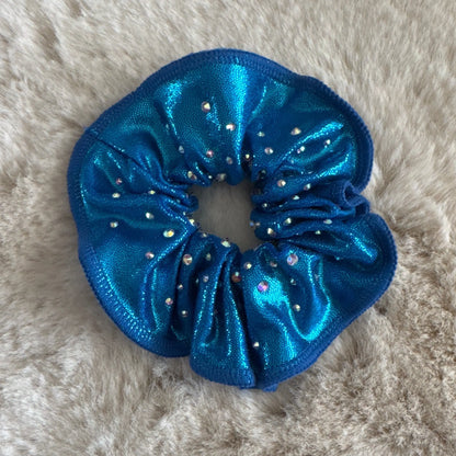Chouchou bleu métallique à strass DAZZLE