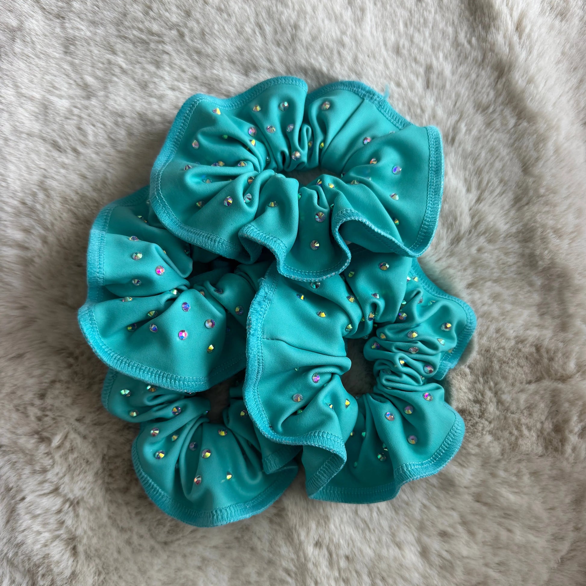 Chouchou lycra turquoise à strass DAZZLE
