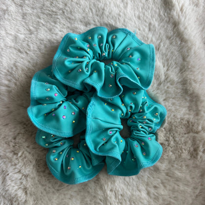 Chouchou lycra turquoise à strass DAZZLE