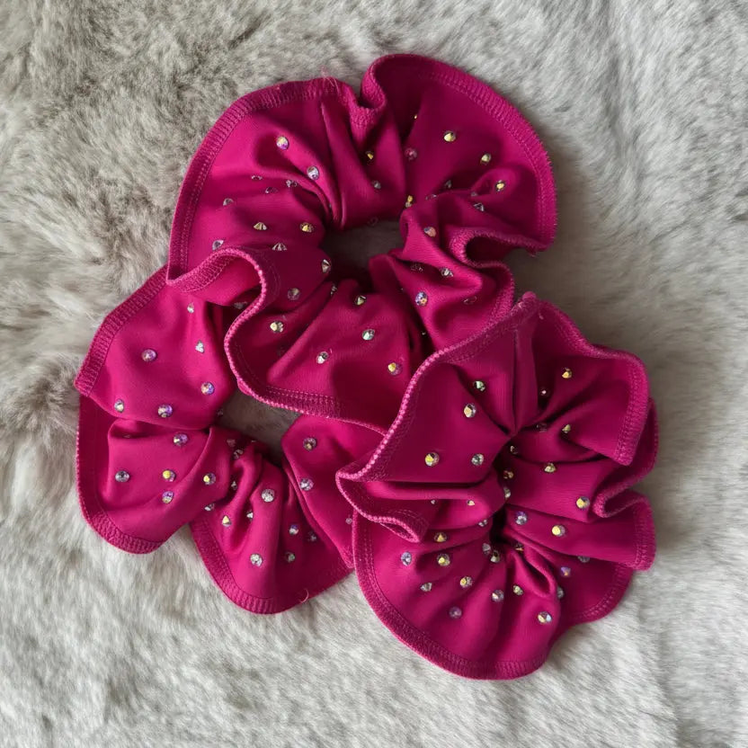 Chouchou lycra rose à strass DAZZLE