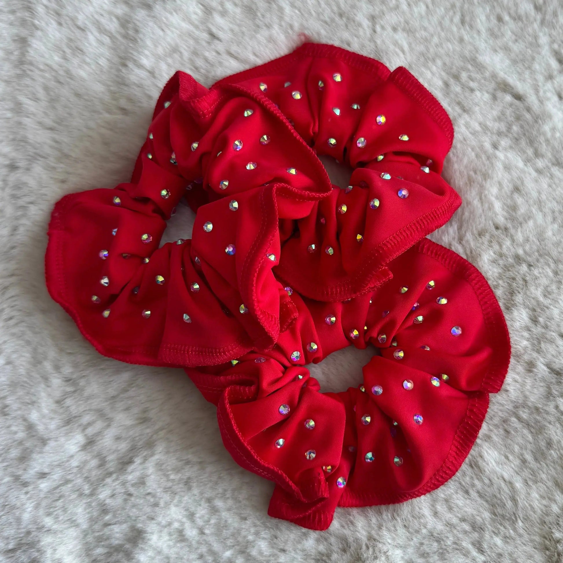 Chouchou lycra à strass rouge DAZZLE