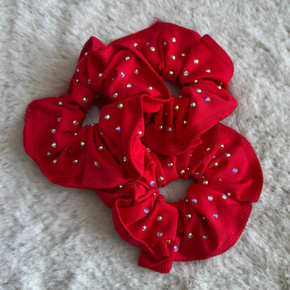 Chouchou lycra à strass rouge DAZZLE