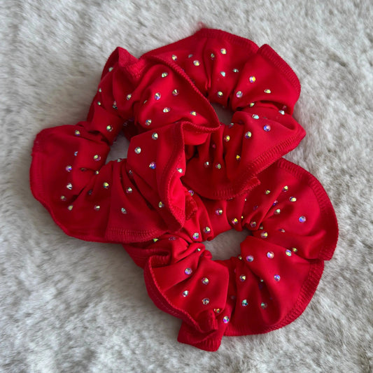 Chouchou lycra à strass rouge DAZZLE