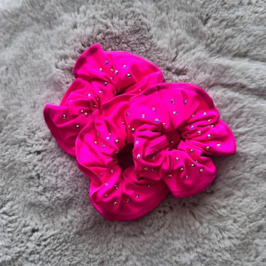 Chouchou de gym rose fluo à strass dazzle