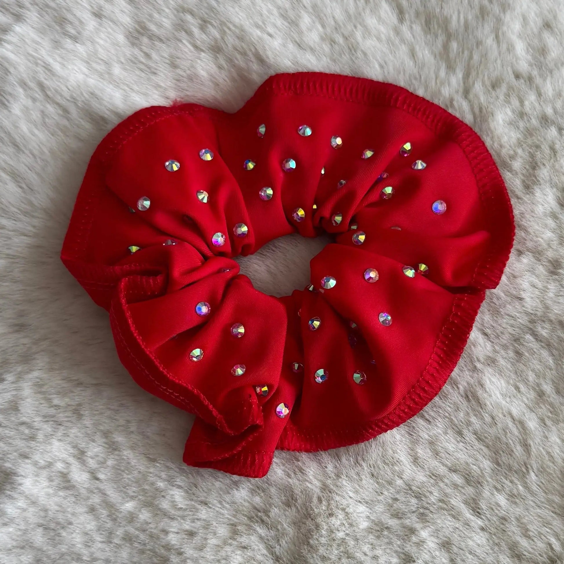 Chouchou lycra à strass rouge DAZZLE