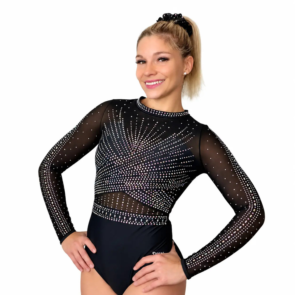 Justaucorps de gymnastique fille "Black star", compétition et entrainement DAZZLE