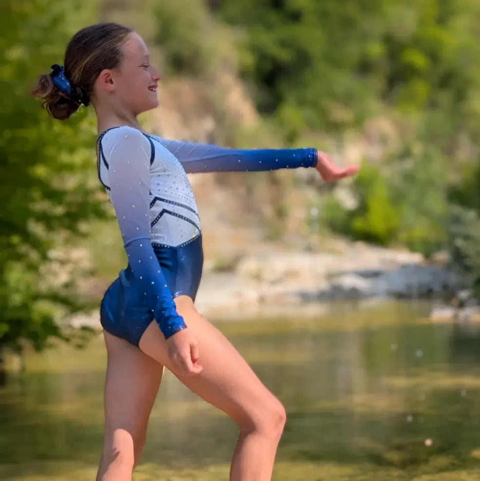 Justaucorps de Gym Jaspe Bleu - Entrainement et Compétition DAZZLE