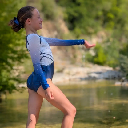 Justaucorps de Gym Jaspe Bleu - Entrainement et Compétition DAZZLE