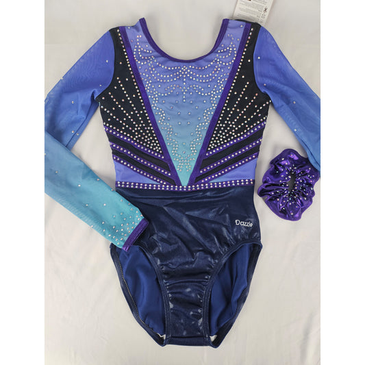 justaucorps de gym compétition bleu violet dazzle strass