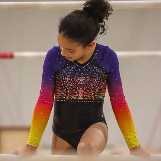 Justaucorps ACEIFFEL Glow, gymnastique entraînement et compétition avec chouchou DAZZLE