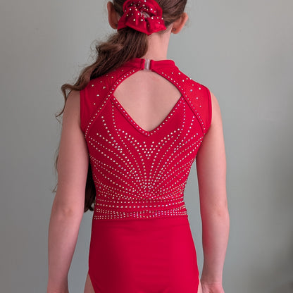 justaucorps de gym fille écarlate rouge dazzle manches courte