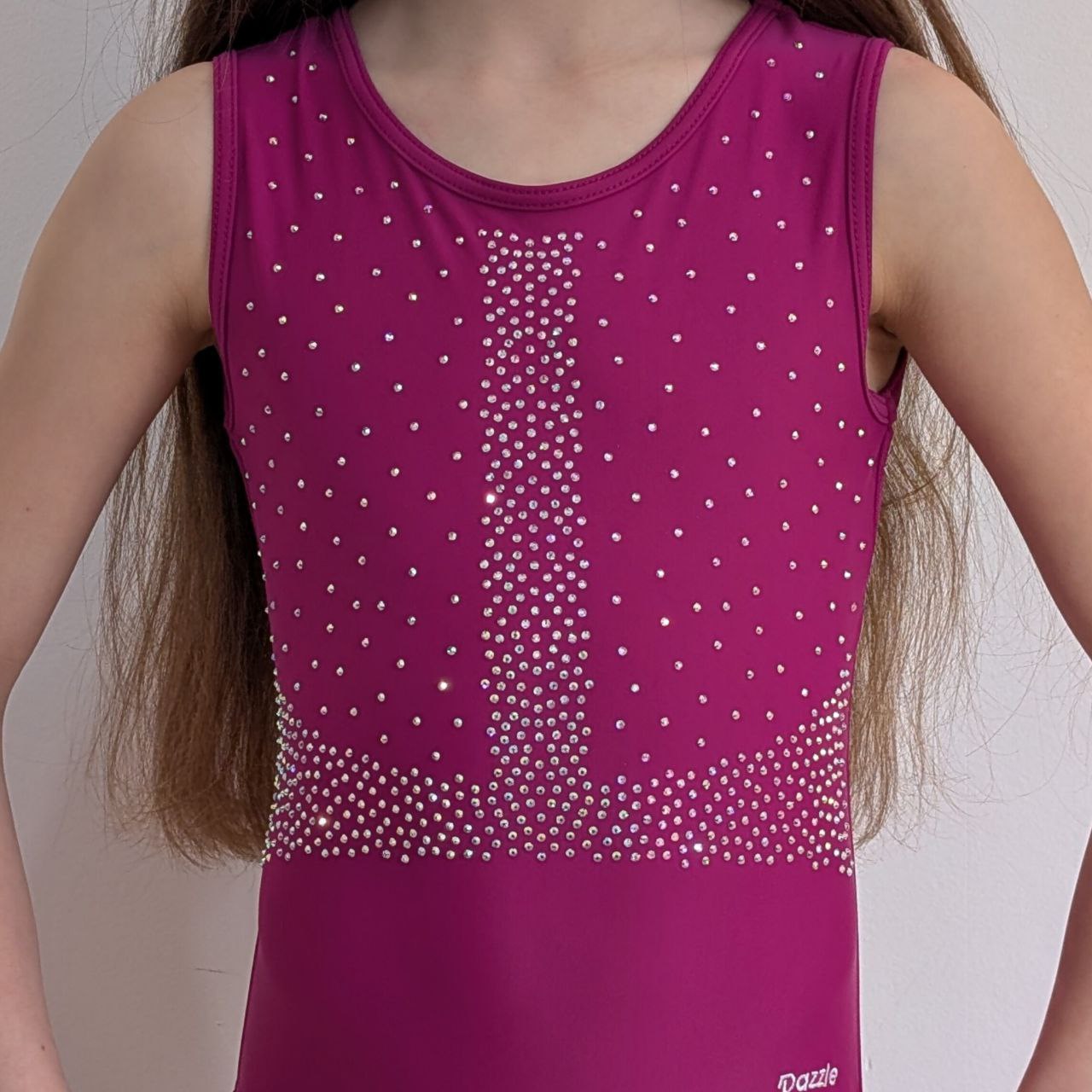 justaucorps de gym fushia manches courtes dos croisédazzle