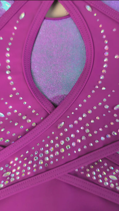 Justaucorps ACEIFFEL Plumb, gymnastique entraînement et compétition avec chouchou